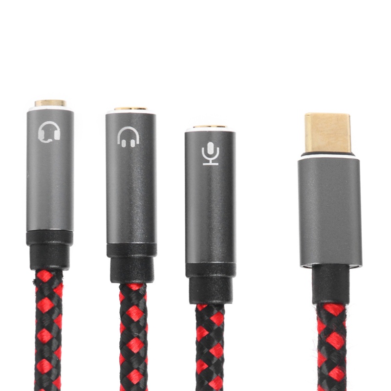 Cáp Chuyển Đổi Âm Thanh BT 30cm Hoặc 1m Type C Sang 3 Cổng 3.5mm 29AWG Cho Điện Thoại / Máy Tính Bảng Mi