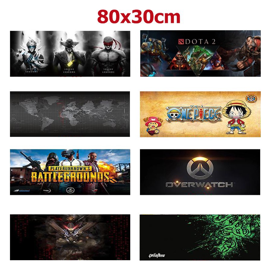 Lót chuột chuyên game PUBG LOL size lớn 80x30, may viền chống bong vải