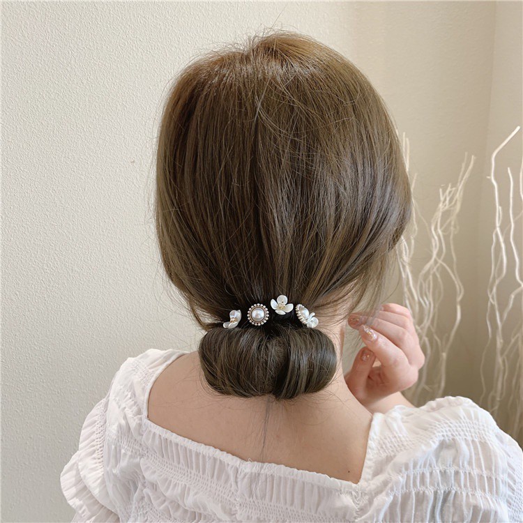 Dây Buộc Tóc Hình Hoa Đính Ngọc Trai Nhân Tạo Thời Trang