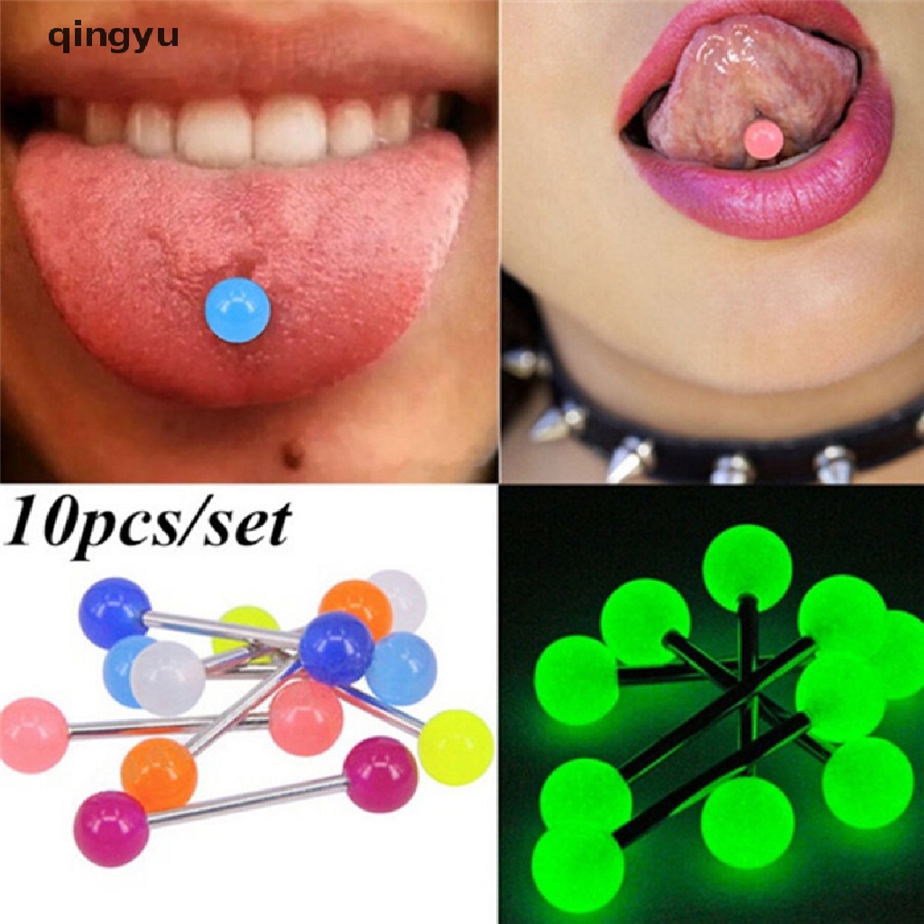 Set 10 Khuyên Lưỡi Dạ Quang