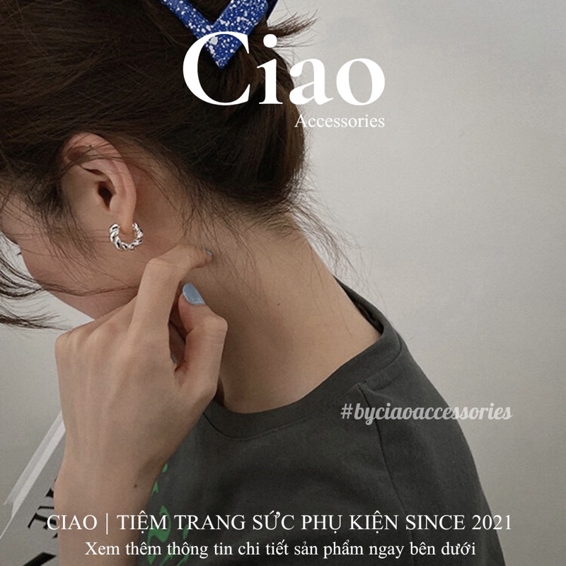 [HOẢ TỐC 1H] Khuyên tai/ Bông tai mạ bạc S925 thiết kế xoắn phong cách trendy Maris Ciao