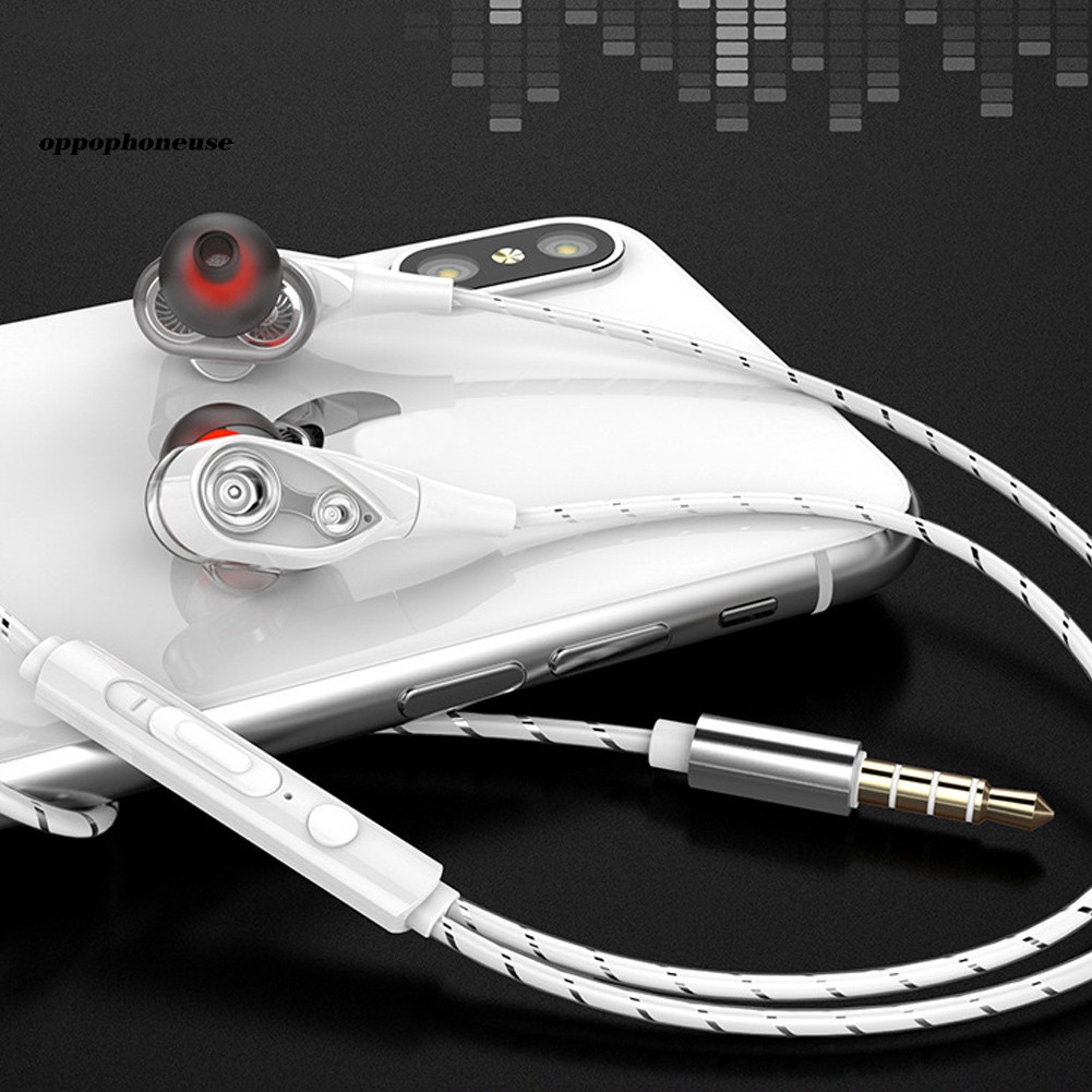 【OPHE】Dual Moving Coil 3.5mm Wired In-Ear Earphone Heavy Bass Stereo Earbuds with Mic