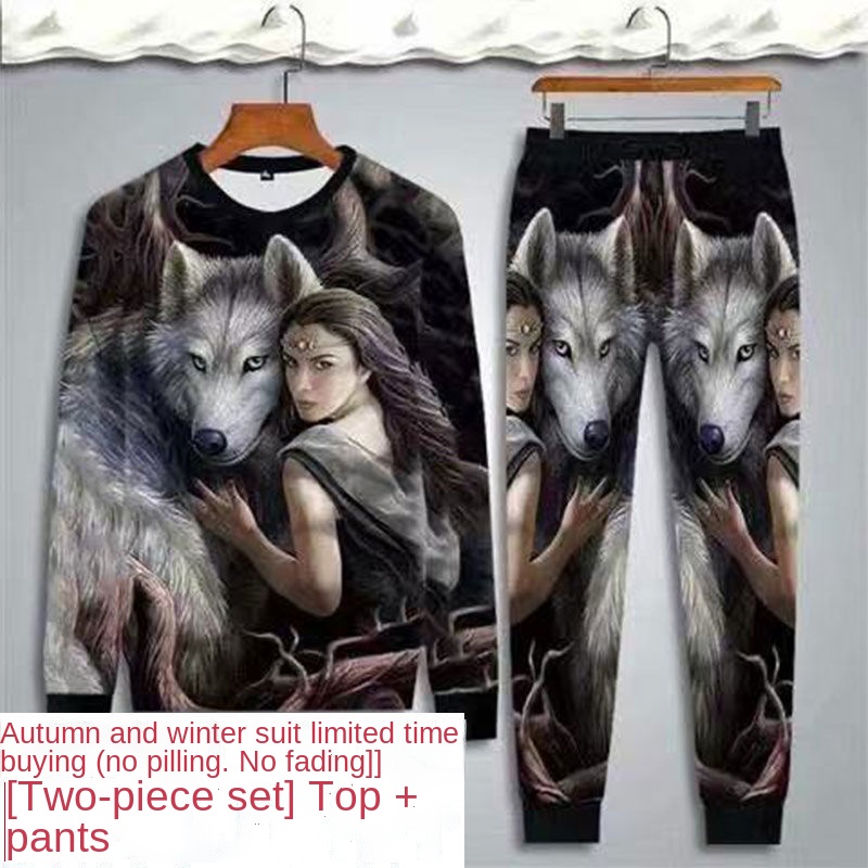 Set Đồ Hai Mảnh Áo Thun Tay Dài In Hình 3D Và Quần Dài Thời Trang Mùa Thu Cho Nam