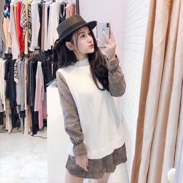 Áo len phối sơmi len dạ hàng L1 Quảng Châu