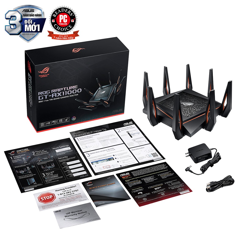 Bộ phát wifi router Asus Rog Rapture GT-AX11000 AX11000 WTFast, AiMesh 360 WIFI Mesh