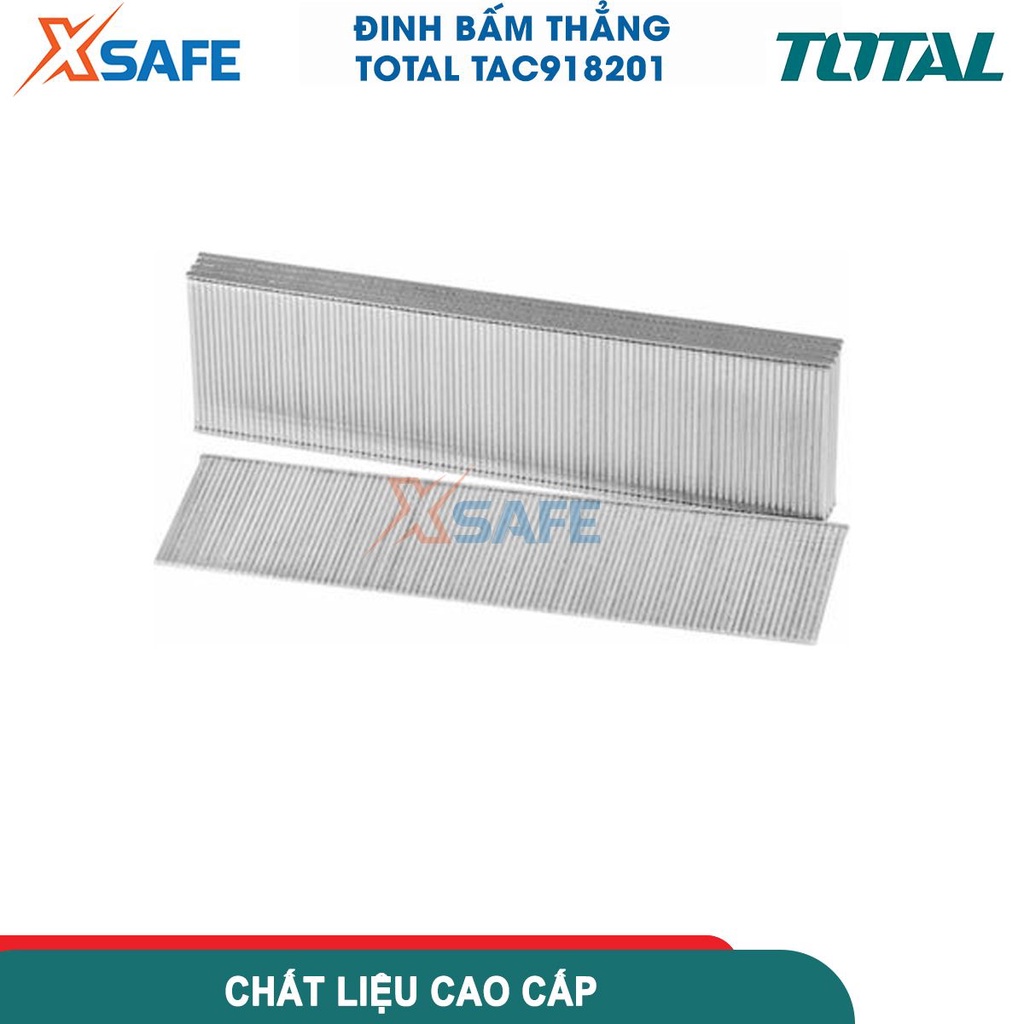 Đinh ghim bấm gỗ thẳng Total 15-50mm, 5000 ghim/hộp, Ga18,1,25X1,0mm - chính hãng