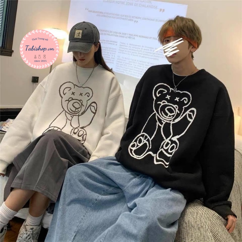 Áo sweater nam nữ in hình gấu lớn Tabishop Áo hoodie nỉ unisex form rộng hàng cao cấp siêu hotrend 2021