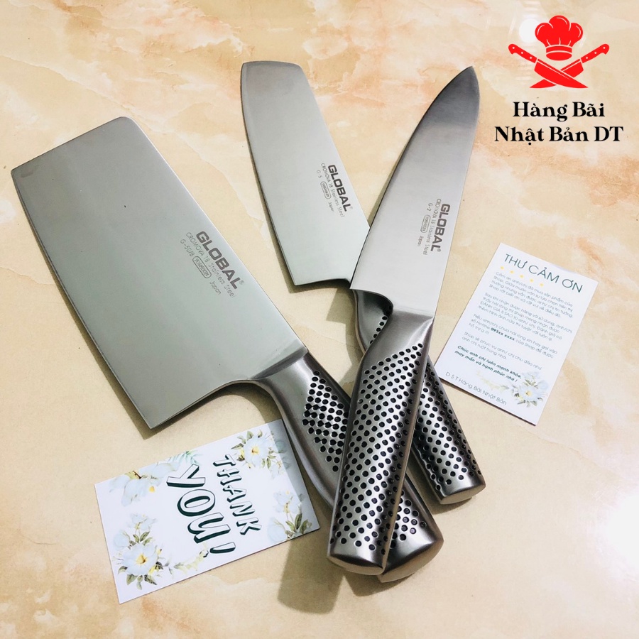Bộ Dao Nhật Bản Cao Cấp Dao Chặt Thái Golbal Thiết Kế Nguyên Khối Làm Bằng Thép Không Gỉ Cromova 18