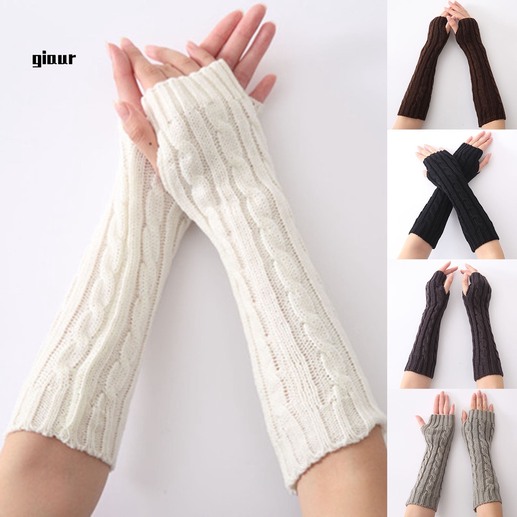 Giaurz Găng tay giữ ấm dày dặn mềm mại màu trơn cho nữ lái xe