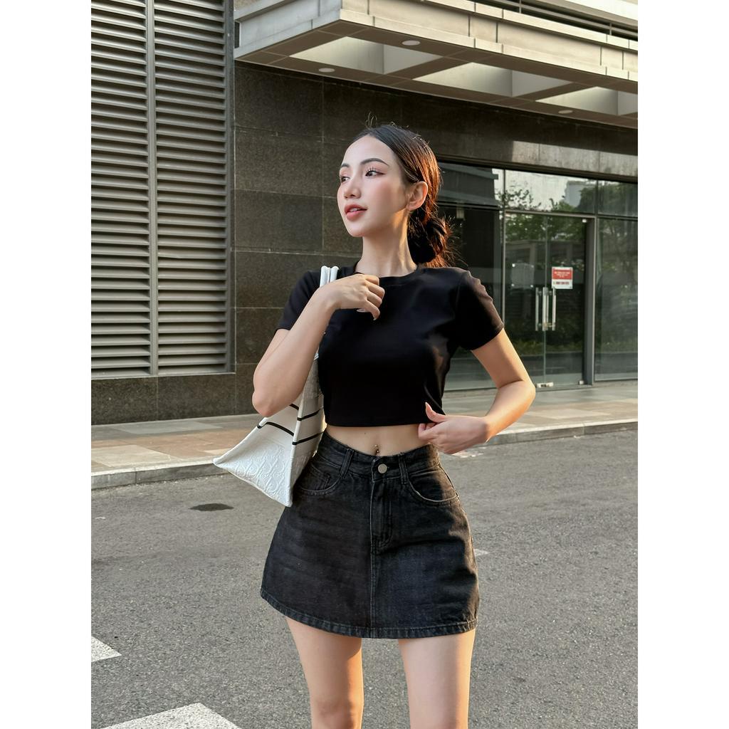 Chân váy jean đen xám ôm TiQi Jeans V-271