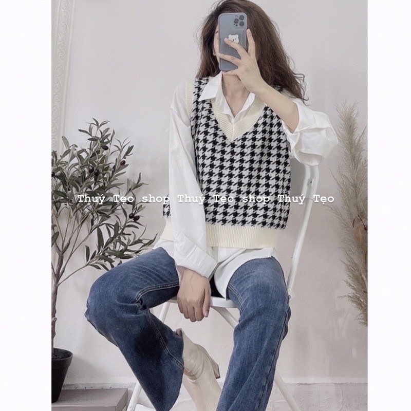 [hàng sẵn] áo gile len mịn nữ hàng Quảng Châu dày dặn