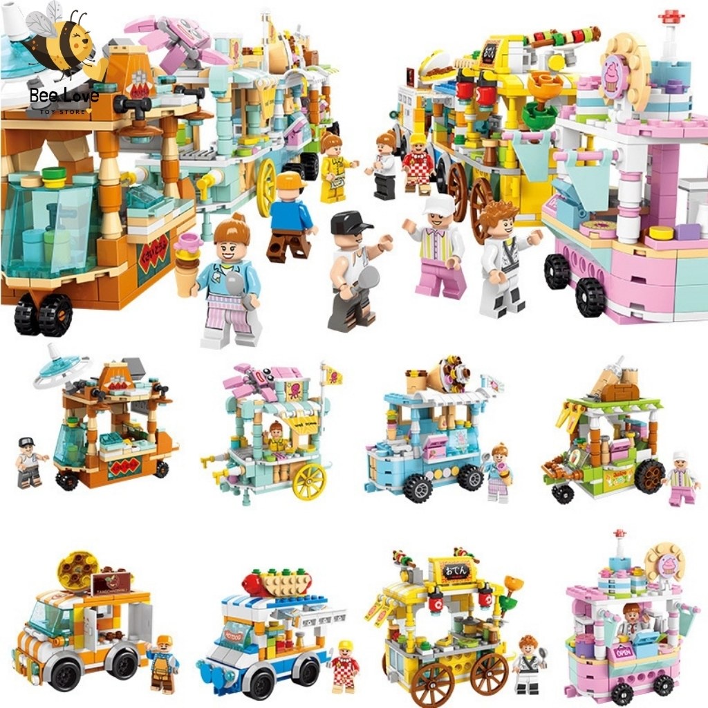 Đồ chơi lắp ráp lego xe bán hàng rong nhiều mẫu BL101, bộ đồ chơi xếp hình vui nhộn cho bé trai bé gái sáng tạo BeeLove