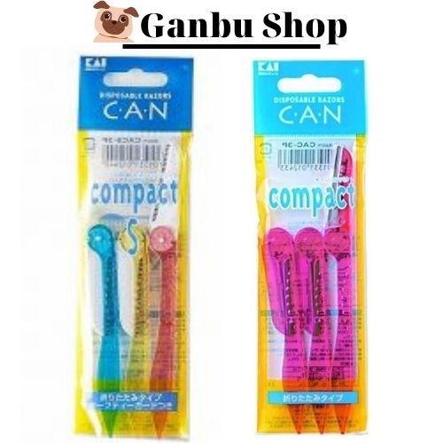 Bộ 3 Cây Dao Cạo Lông Mày, Lông Mặt Kai Compact Nhật Bản Gấp Gọn Thân Nhựa