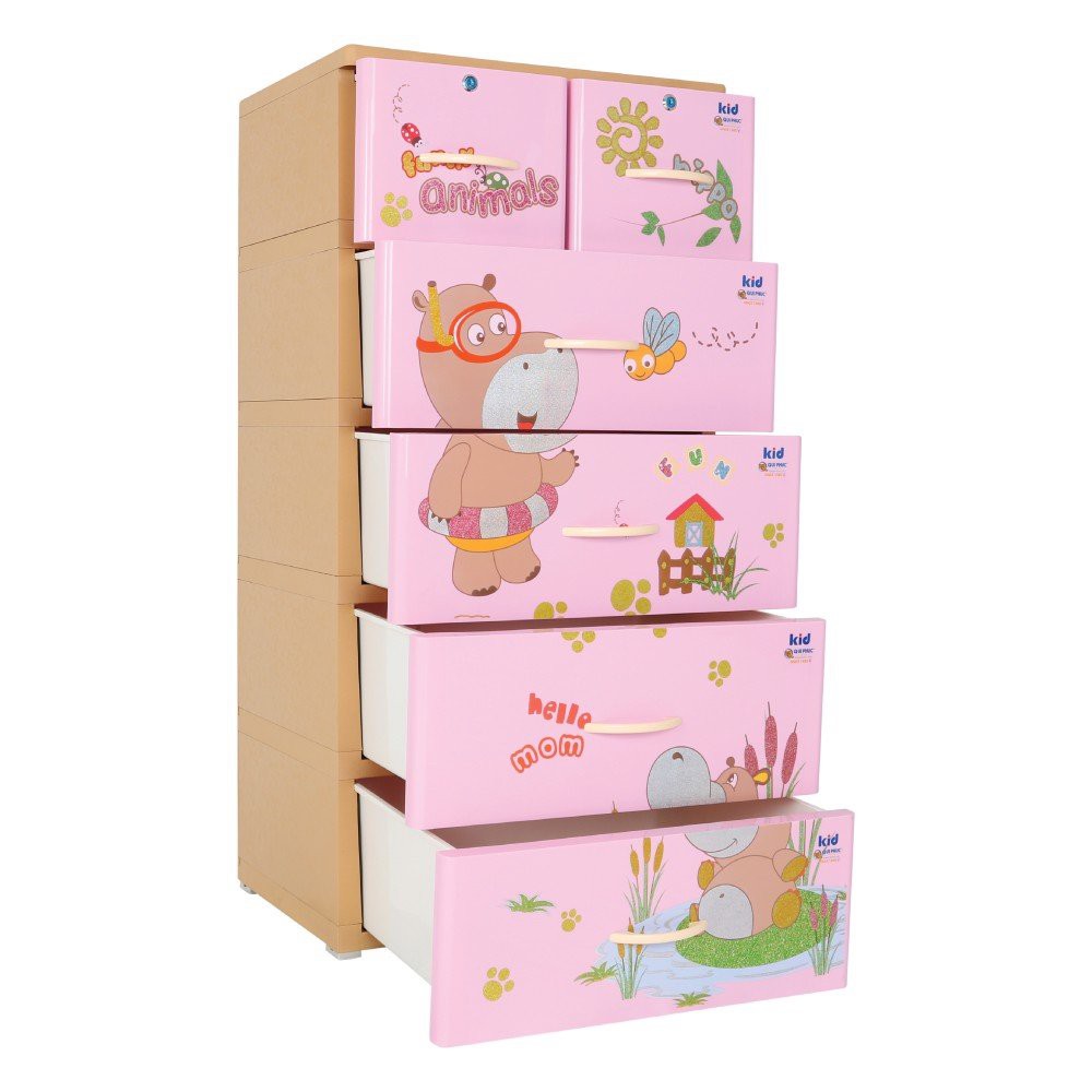 TỦ NHỰA QUI PHÚC KID HÀ MÃ  5 TẦNG 6 NGĂN 60 x 47 x 130 Cm- TẶNG BÀN XẾP CHO BÉ- BẢO HÀNH NHỰA LÊN TỚI 10 NĂM