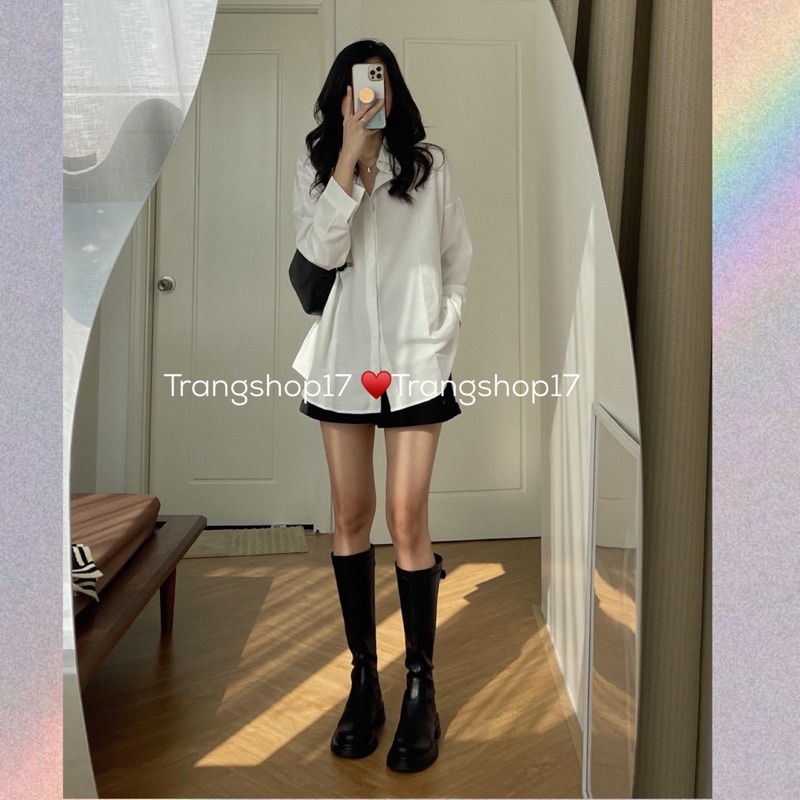Áo sơ mi trắng trơn basic đơn giản