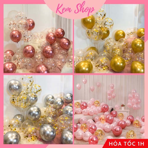 Set 10 bóng siêu nhũ mix bóng kim tuyến trang trí sinh nhật tiệc cưới siêu đẹp sang chảnh - Kem Shop K202