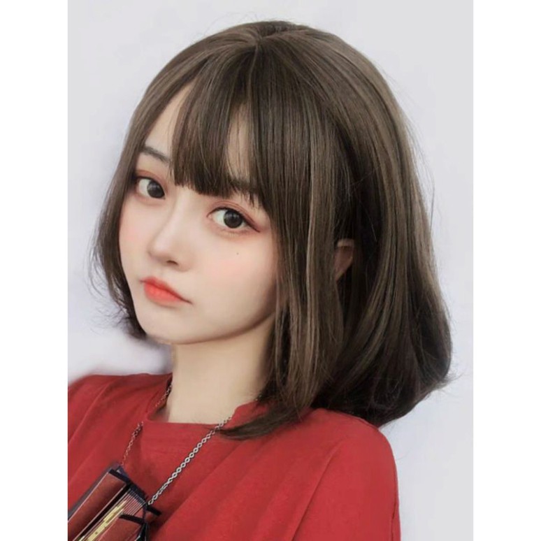 [Sẵn] Wig teen/lolita/cosplay M31 đen nâu M32 nâu (tóc giả nguyên đầu cúp vic ngang vai cute) tại MIU SHOP 09