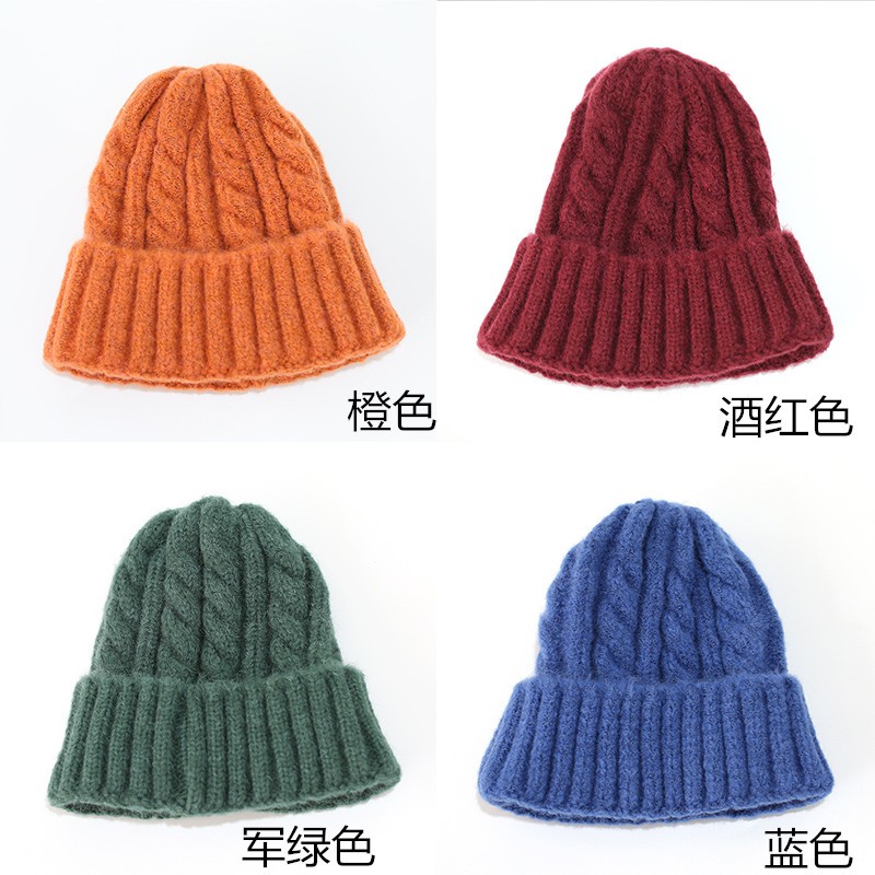 Mũ Len Tròng Đầu Màu Trơn Giữ Ấm Mùa Thu Đông Phong Cách Hàn Quốc Cho Bé Trai / Gái