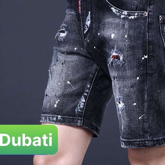 QUẦN SHORT JEAN NAM CHẤT VẢI ĐEN VẨY SƠN, QUẦN SOT JEAN NAM ĐẸP CÁ TÍNH - DUBATI FASHION