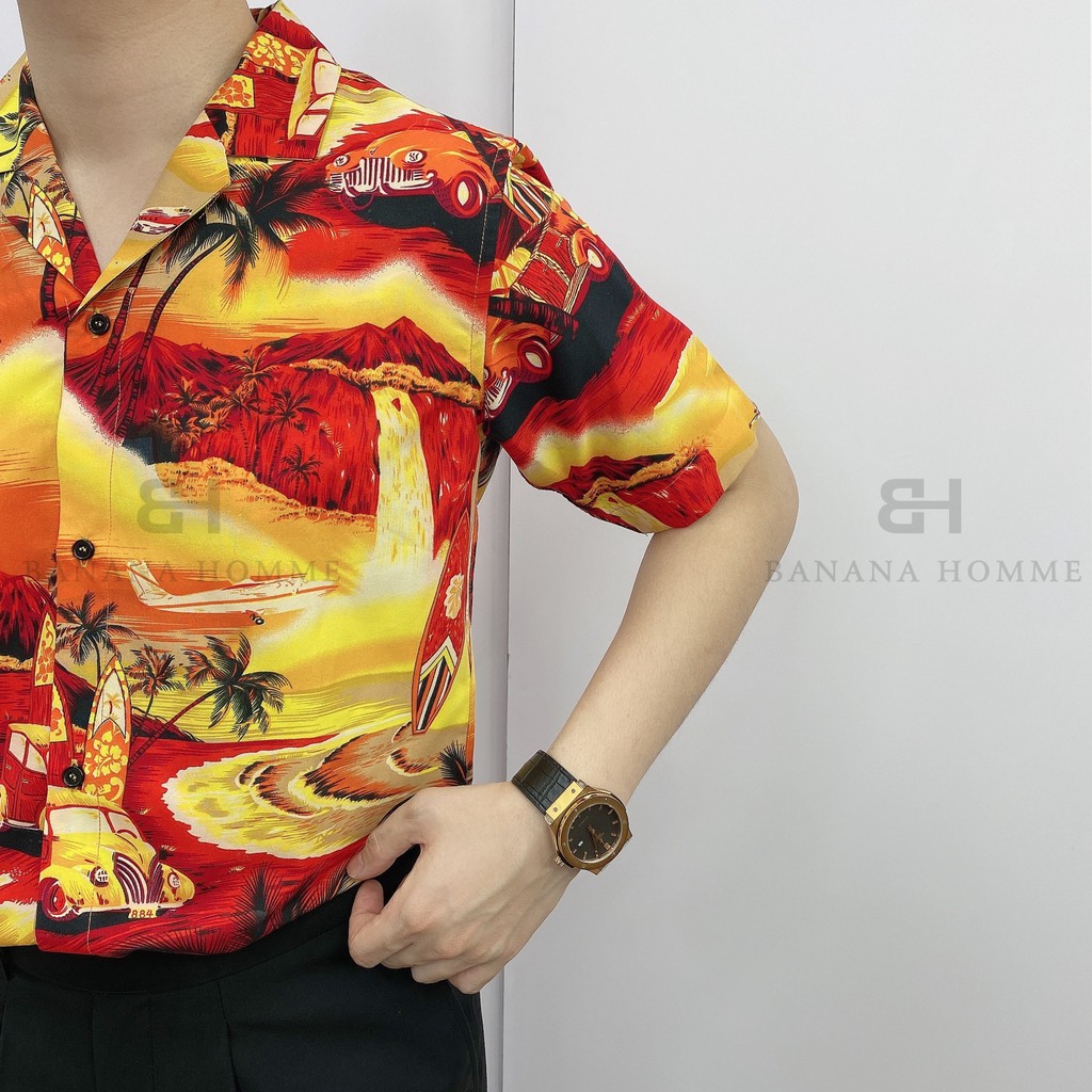 Áo Sơ Mi Nam Hoạ Tiết Sunset Cộc Tay BANANA HOMME Chất vải thoáng mát, ít nhăn, thấm hút 2021 | BigBuy360 - bigbuy360.vn