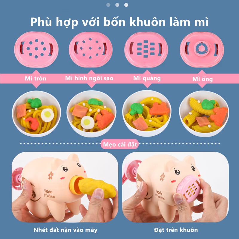 Bộ Đồ Chơi Chú Heo DIY Làm Kem,Mì Sợi,Hamburger,Sủi cảo Bằng Đất Nặn Làm Từ Bột Mì An Toàn ChoBé Đồ Chơi Nhập Vai Thú Vị