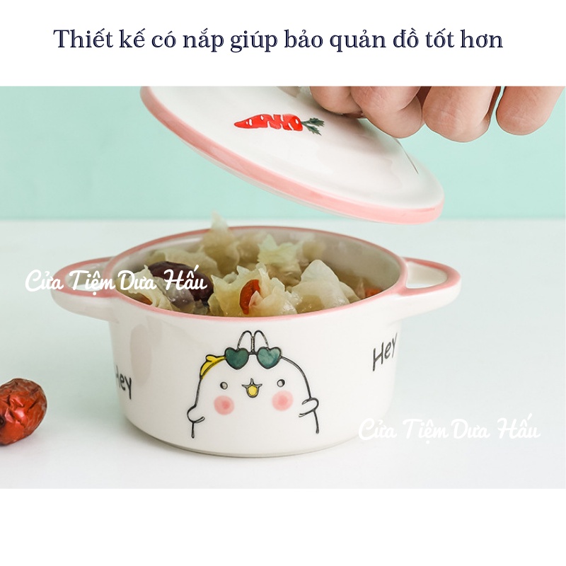 Chén Bát Ăn Dặm, Bát Decor Gốm Sứ Hình Nồi Có Nắp Dễ Thương 250ml Baby Galaxy Official