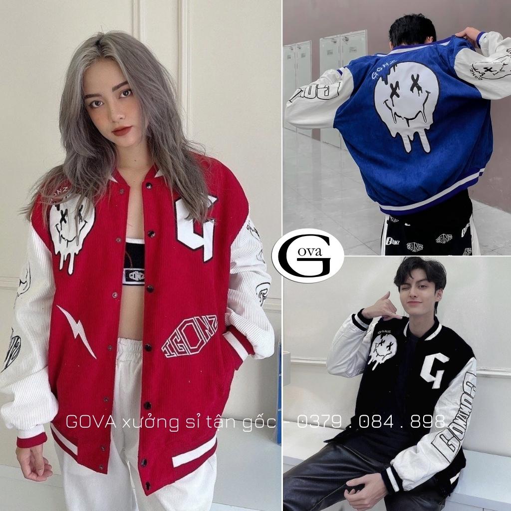 Áo Bomber Nhung Gân GONZ 1 lớp form rộng ulzzang, áo khoác Nhung nam nữ cực đẹp GOVA