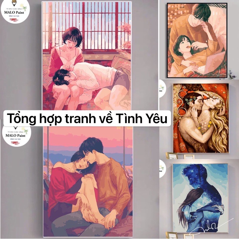 Tranh sơn dầu số hoá tự tô màu TỔNG HỢP Tranh về Tình Yêu