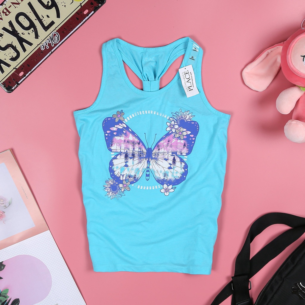 Áo thun bé gái size đại áo sát nách Place thun cotton vnxk