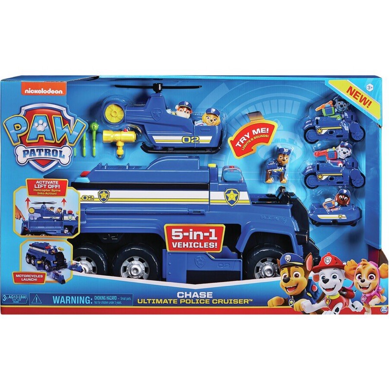 Bộ xe cảnh sát có nhạc, đèn cứu hộ siêu cấp Paw Patrol 5 trong 1