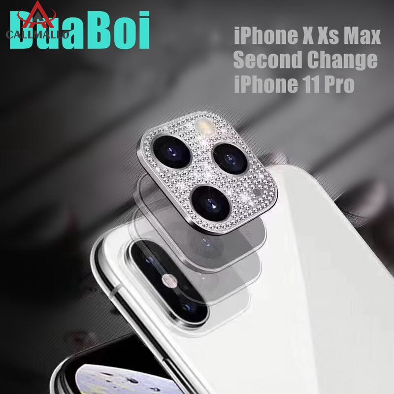 Vỏ bảo vệ camera điện thoại đính đá lấp lánh cho X XS MAX XR 11 Pro Max