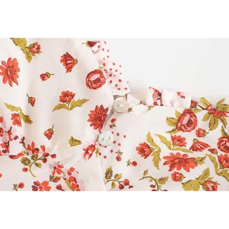 Zara Morocco full tag - Đầm Zara hoa hồng nhí dáng dài mặc gầy xinh DH31HNG58N10 New