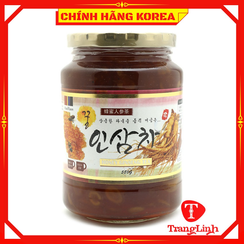 Sâm ngâm mật ong hàn quốc, lọ 580ml - Sâm tươi lát mật ong rừng nguyên chất - tranglinhkorea