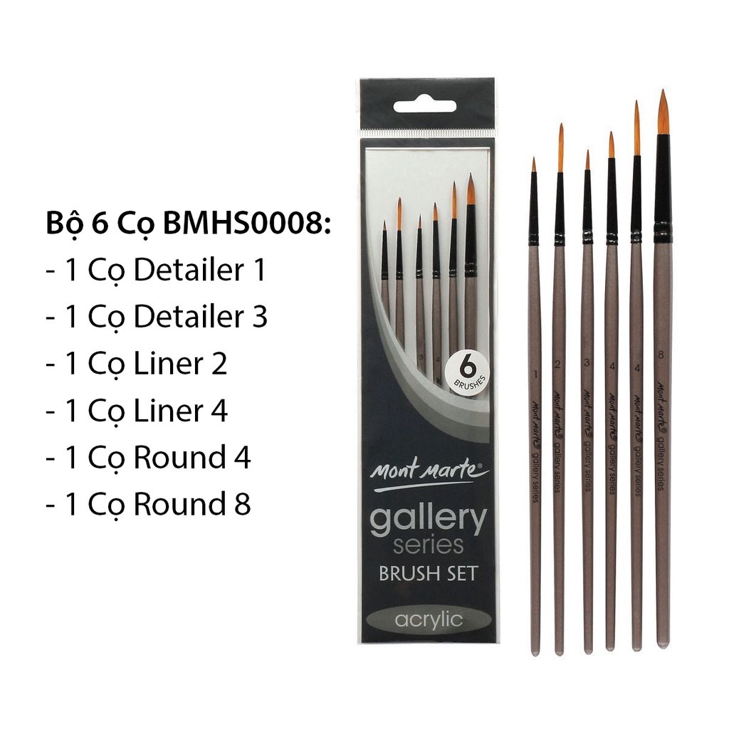 Bộ Cọ Acrylic Mont Marte - Gallery Series Brush Set Acrylic