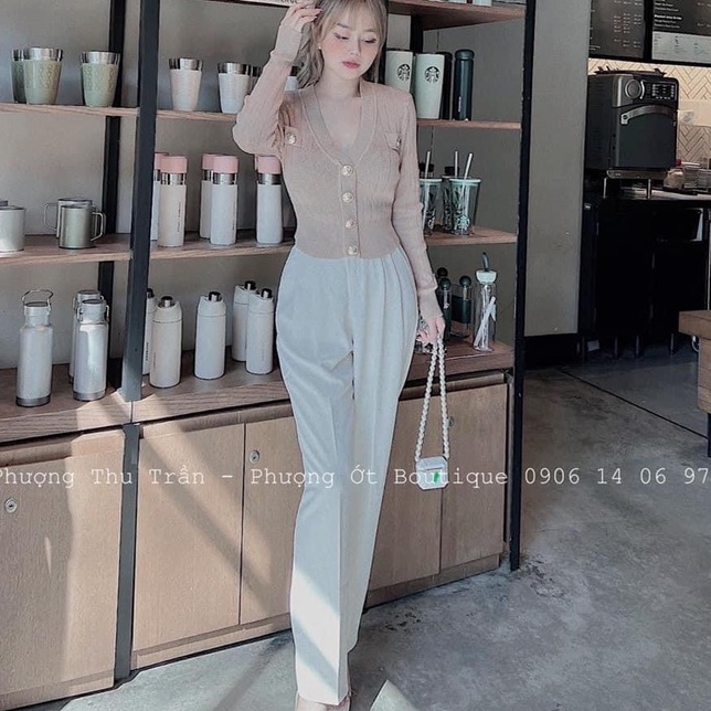 Áo len dài tay khuy đồng chất len gân co dãn tốt nhiều màu dáng body vanmiushop