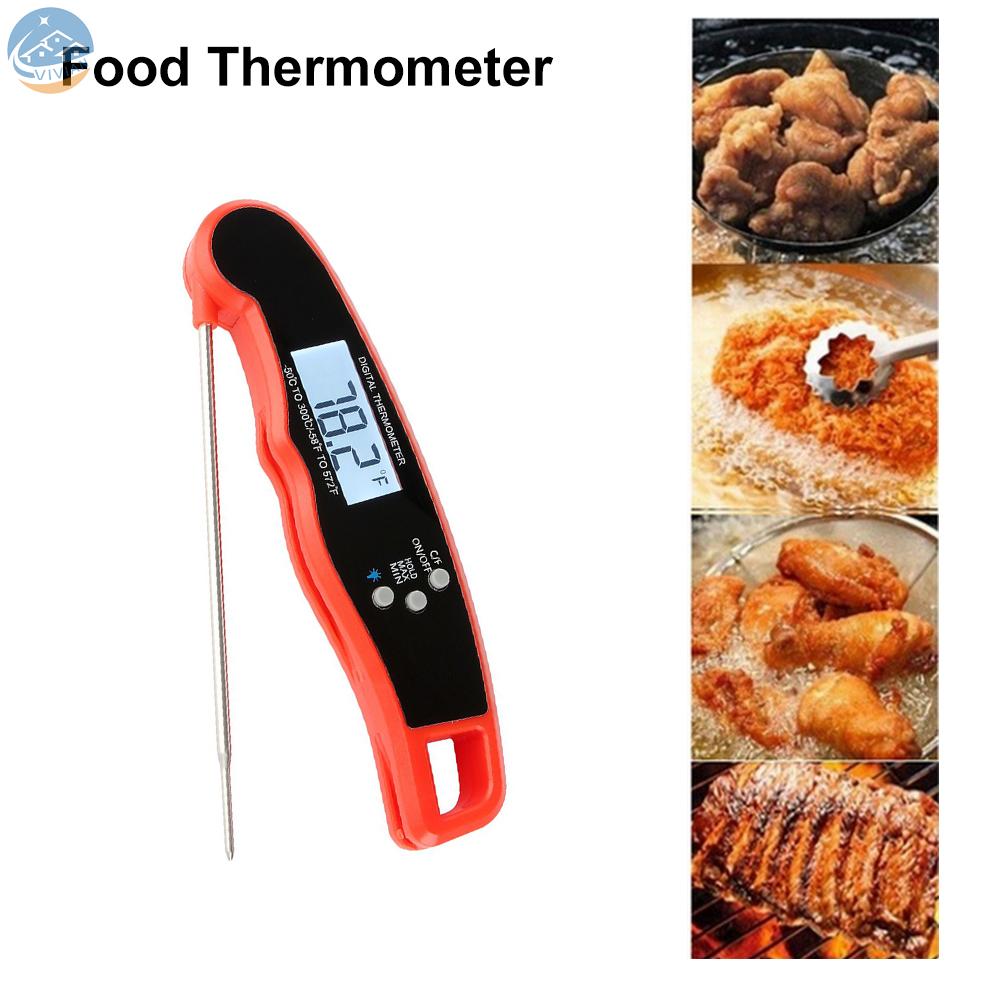 [VIAN]Digital Food Thermometer Foldable Probe Waterproof Meat Steak BBQ Temperature Gauge Kitchen Cooking Tools