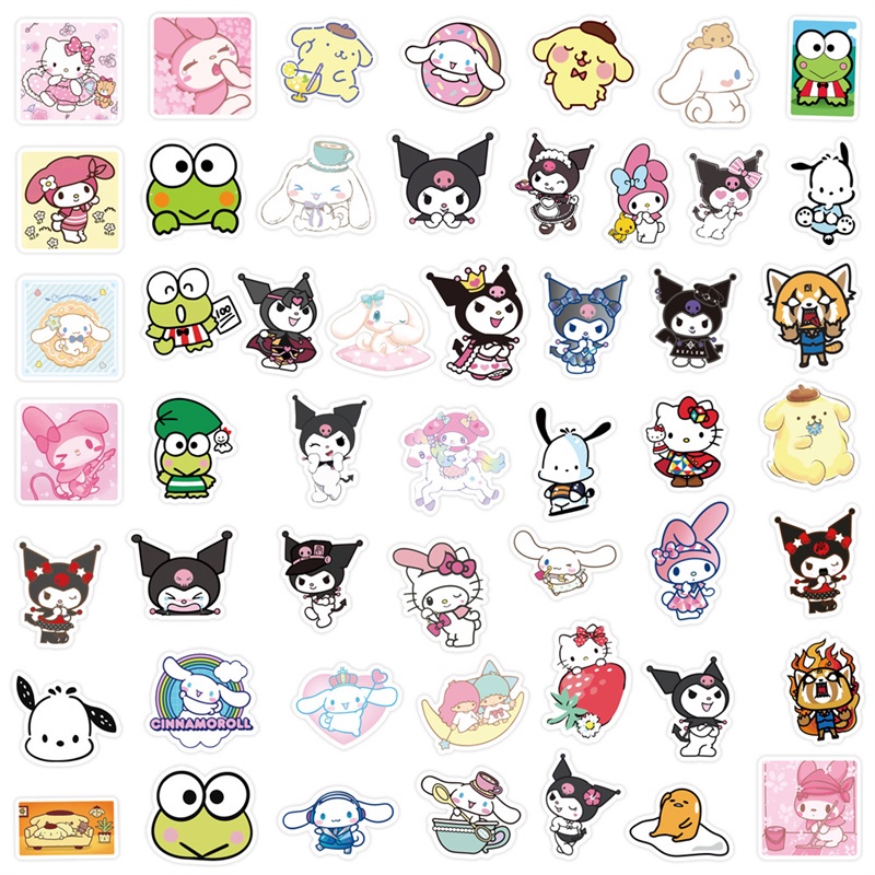 SANRIO 50 Miếng Dán Hình Cinnamoroll Kuromi My Melody Dễ Thương Cho Laptop Điện Thoại Di Động