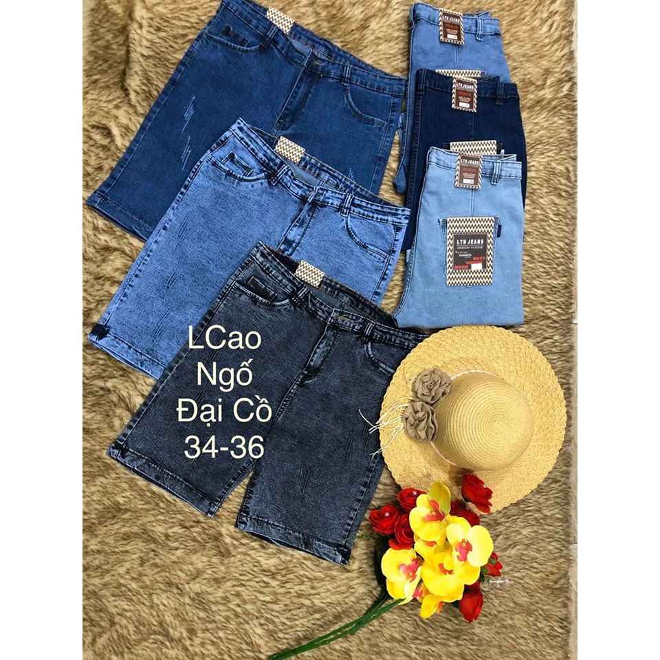 Quần Jean Lửng Gối Nữ Co Giãn Mạnh Tua Lai Hàng Bigsize