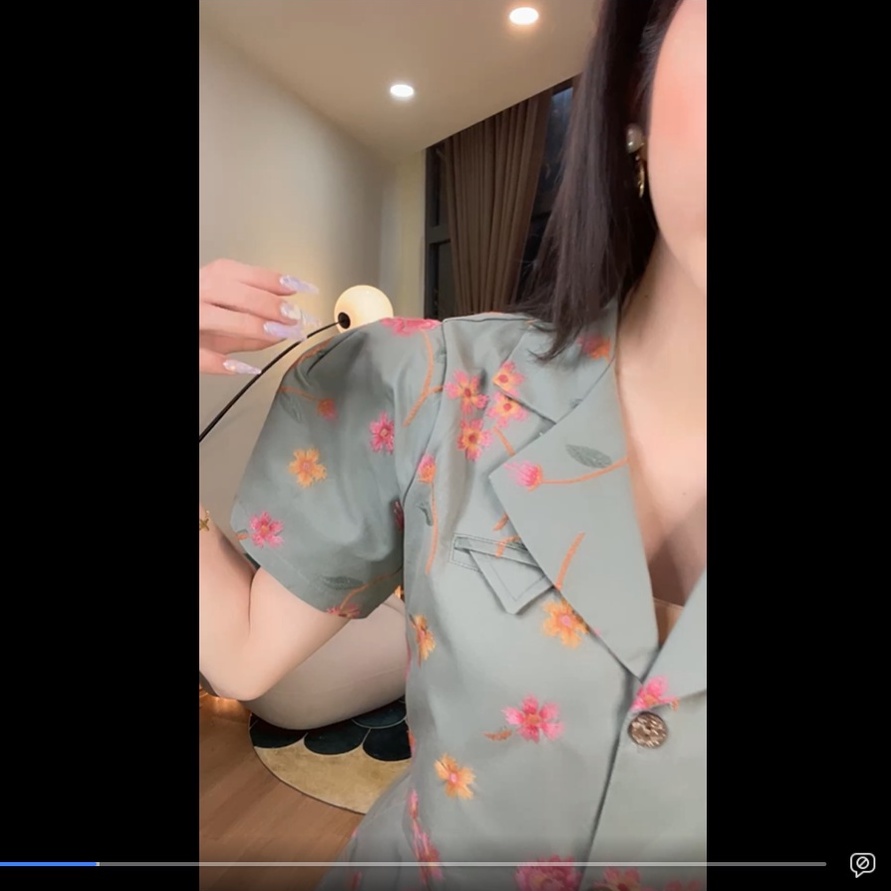 LILAC- Set áo quần xanh hoa thêu QCCC Hàng Loan Lâm