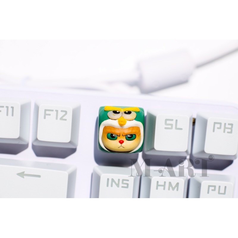 Keycap - Nút Bàn Phím Gaming - Nút Bàn Phím Cơ Mặt Mèo Hờn Dỗi  - Chim Xanh Lá - KC026