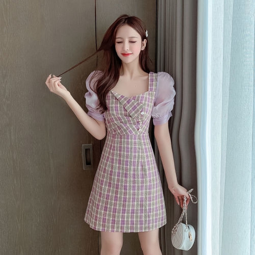 Đầm Nữ Tay Ngắn Họa Tiết Caro Thời Trang Quyến Rũ | BigBuy360 - bigbuy360.vn
