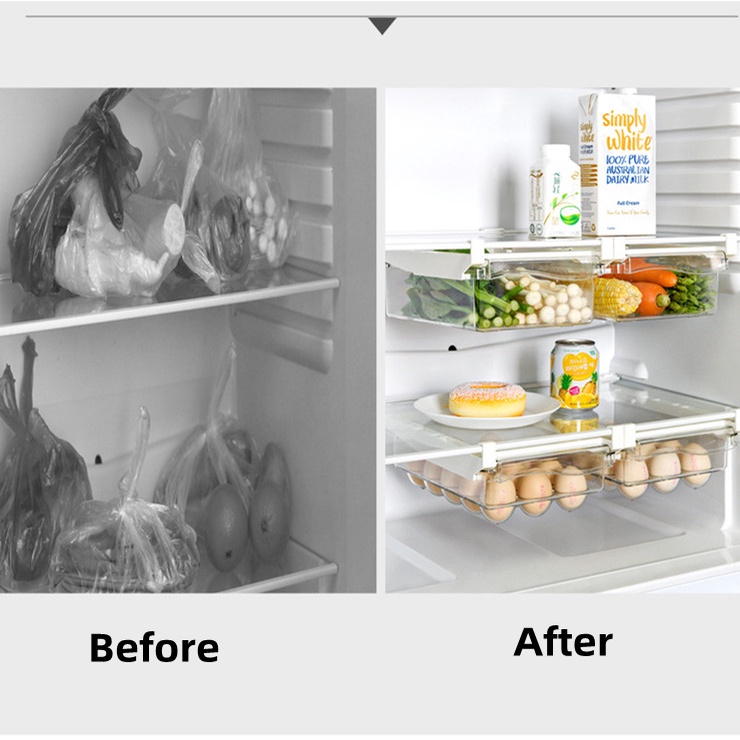 Hộp Đựng Trứng/ Rau Củ Bằng Nhựa Trong Suốt Sức Chứa Lớn Treo Tủ Lạnh Cho Nhà Bếp