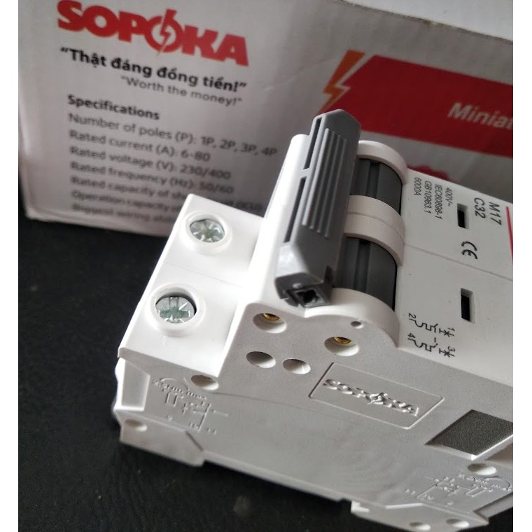 Aptomat Sopoka MCB 2 pha 32A