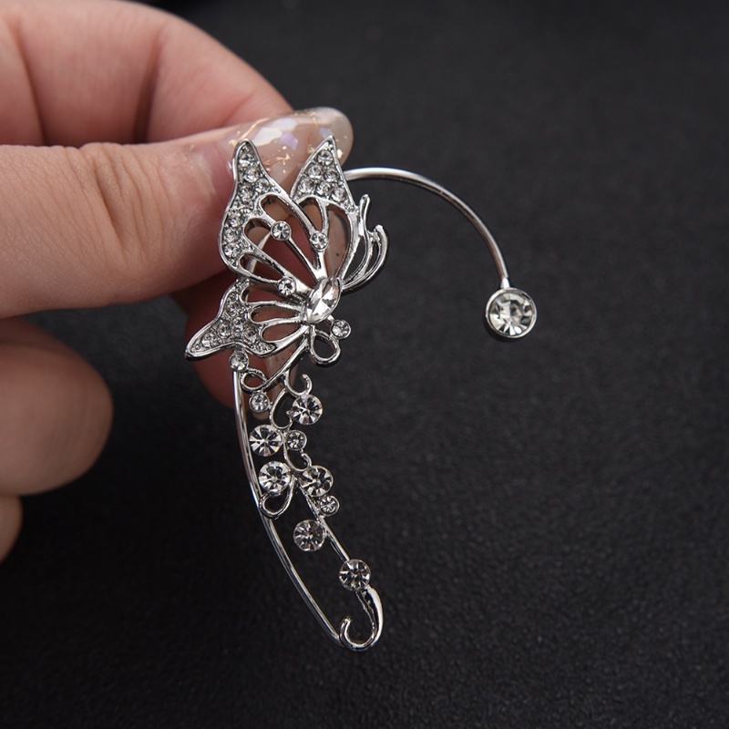 1 Khuyên Tai Móc Hình Bướm Rỗng Nhẹ Đính Kim Cương Đa Năng Cao Cấp Thời Trang Làm Quà Sinh Nhật Bạn Bè