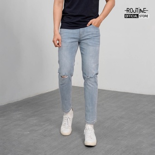 Quần jean nam synthetic rách form slim crop - routine 10f20dpa043
