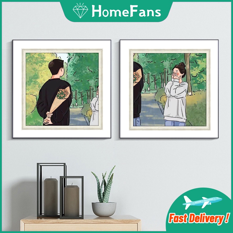 Bộ Tranh Đính Đá 5D Tự Làm 40x40cm / 50x50cm Hình Cặp Đôi Trang Trí Nhà Cửa