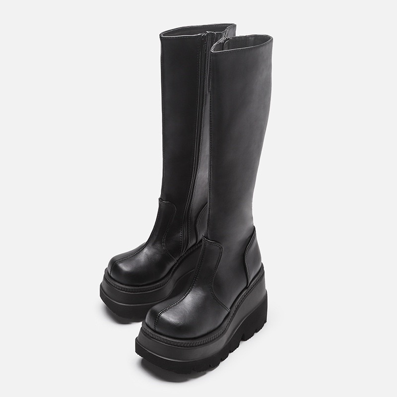 (SẴN MỘT SỐ SIZE - HÀNG ORDER) Bốt đùi khóa cạnh đế cao 10cm phong cách Gothic - Slay gothic platform boots zip | BigBuy360 - bigbuy360.vn