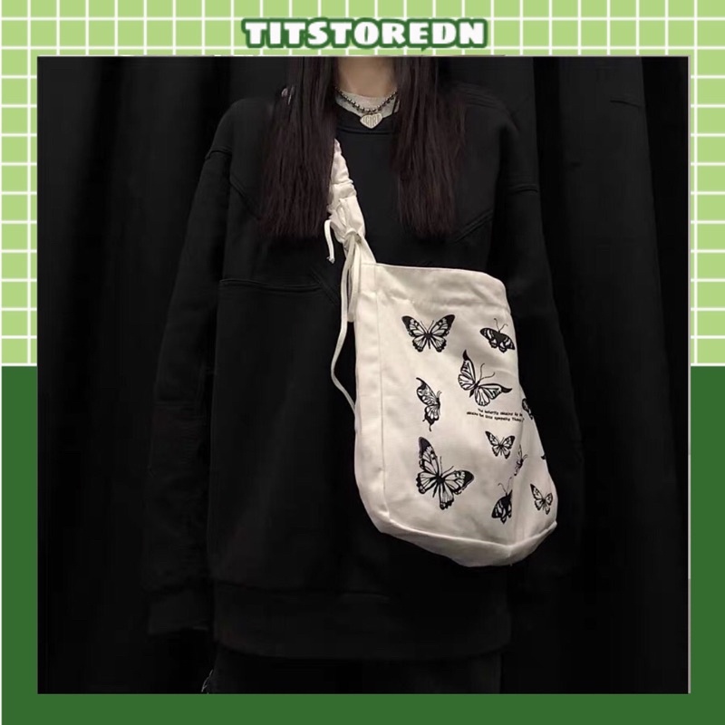 Túi đeo chéo rút quai hình bướm buffterfly unisex cực ngầu (có sẵn, hình thật)