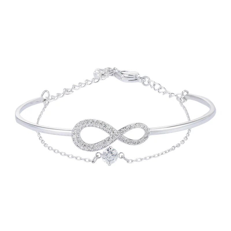 Vòng Đeo Tay Mạ Bạc S925 Mặt Trái Tim Vĩnh Cửu Và Lãng Mạn 5518871