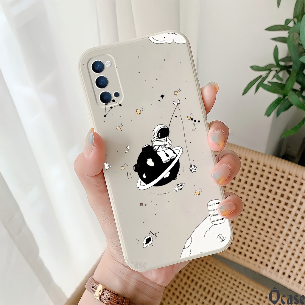 Ốp lưng Oppo Reno 4 in hình Nasa  vũ trụ  cạnh viền vuông có bảo vệ camera
